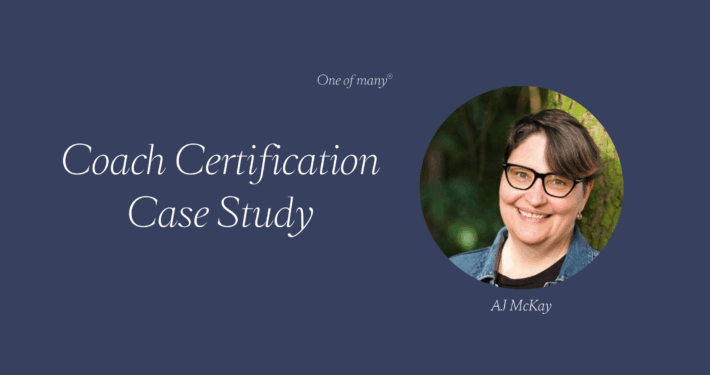 Blue banner with circle image of AJ McKay and text overlay Coach Certification Case Study.