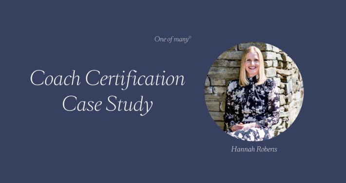 Blue banner with circle image of Hannah Roberts and text overlay Coach Certification Case Study.